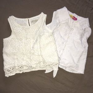 Two white lace tops