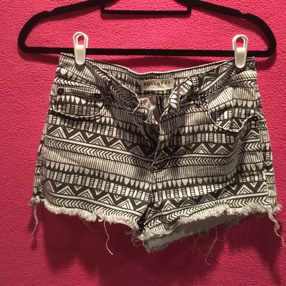 Pacsun Bullhead High Rise B&W Tribal Jean Shorts