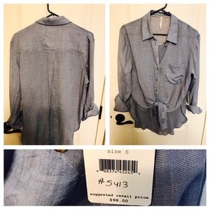 Feee People Long Sleeve Tie Front Shirt