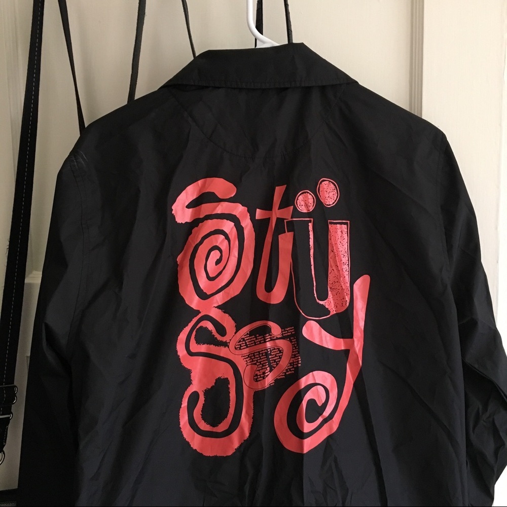 Black Stussy windbreaker rain jacket