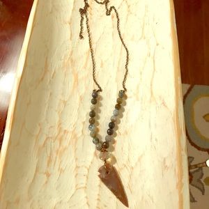 Necklace with beautiful green beads and arrowhead