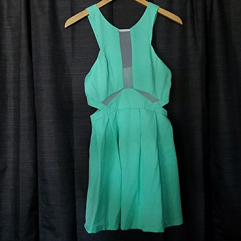 Sea foam green pleated dress