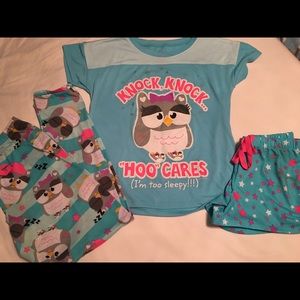 Justice Pajamas 3 piece set excellent condition
