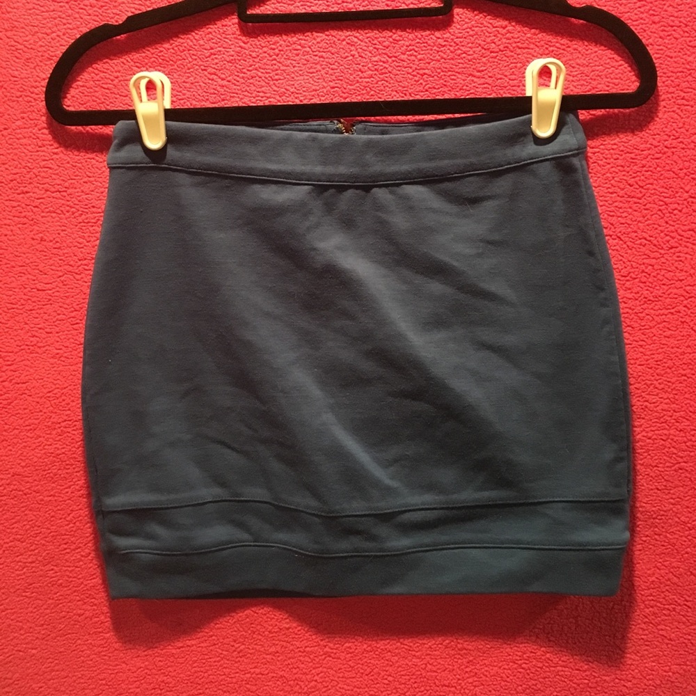 Material Girl Blue Zip Up Mini Skirt