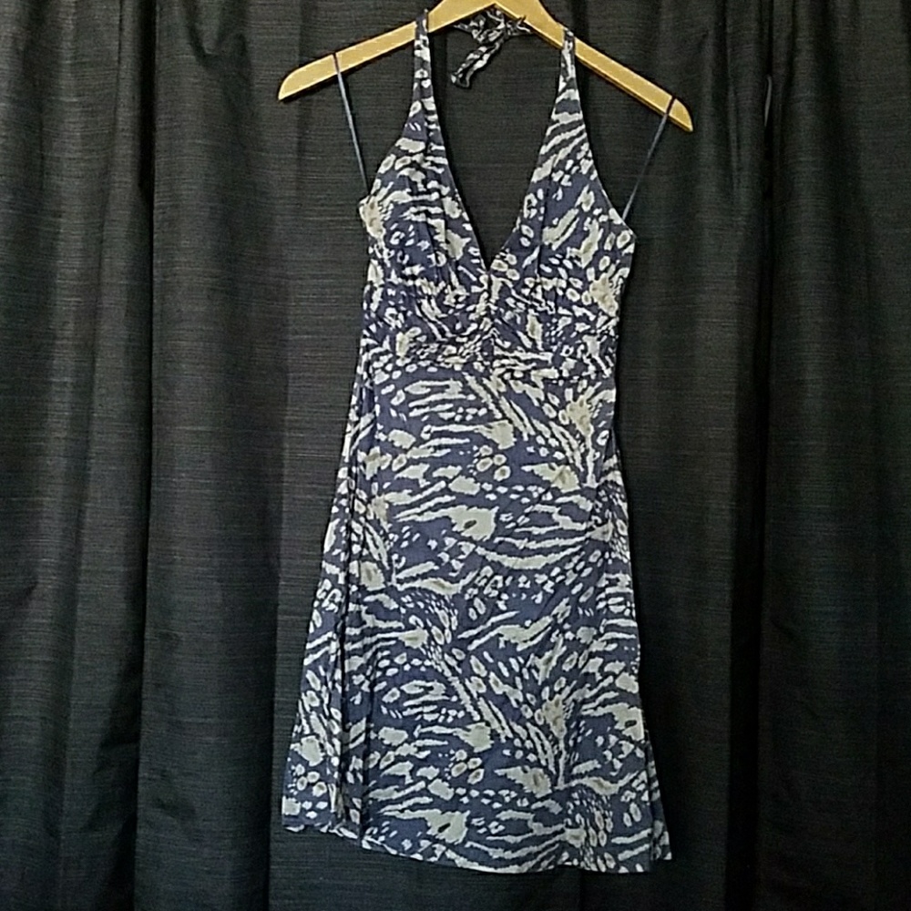 H&M blue & beige halter dress