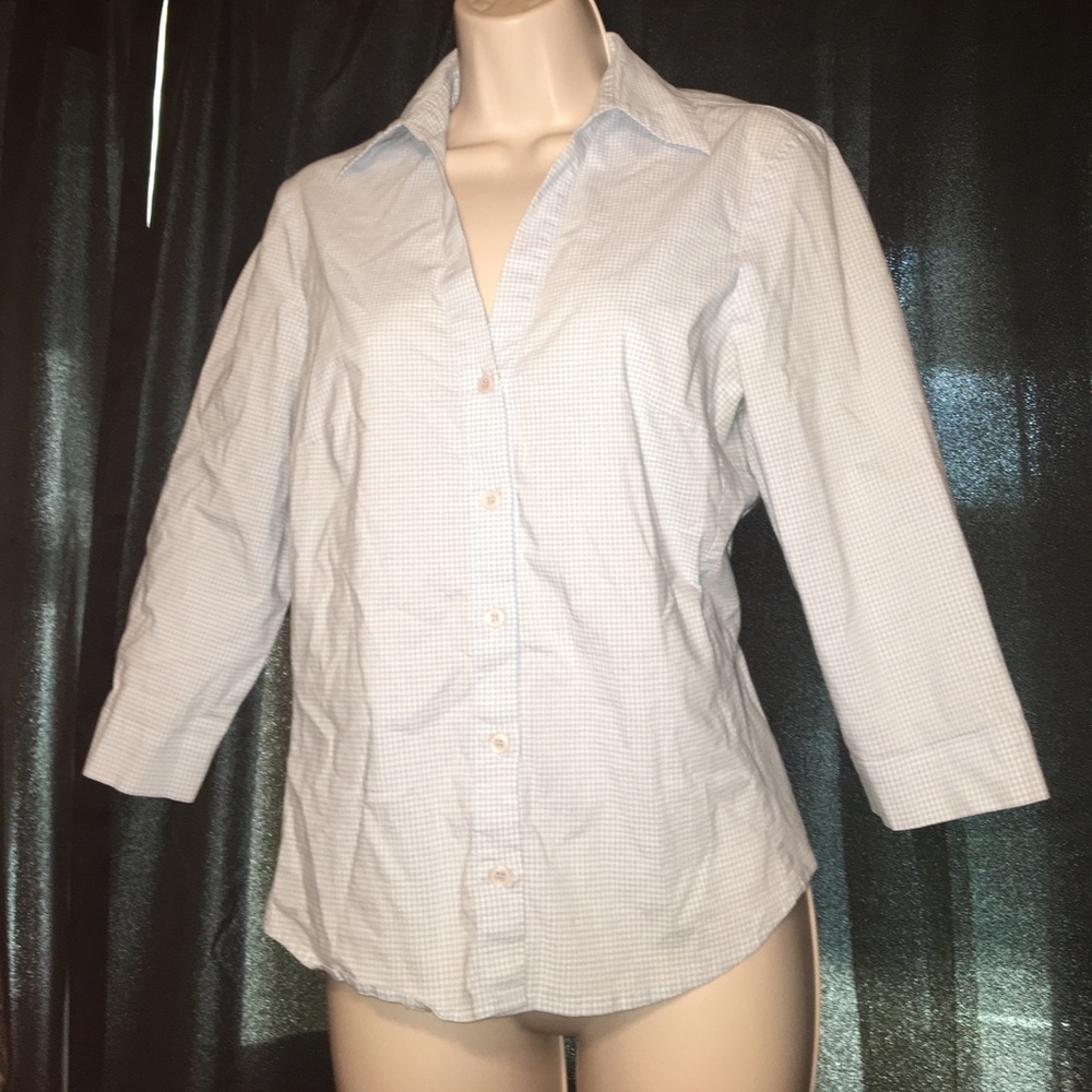 Baby blue plaid half sleeve button up