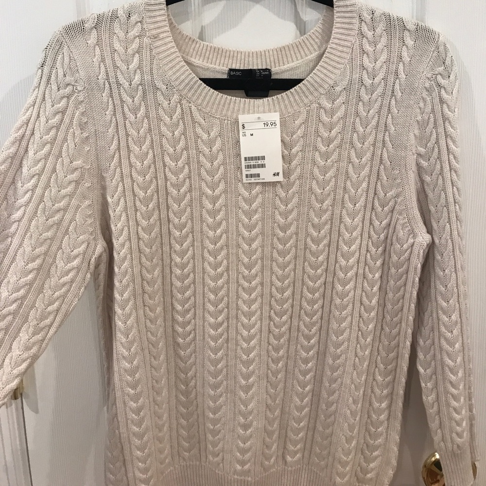 NWT H&M Basic cream cardigan sweater