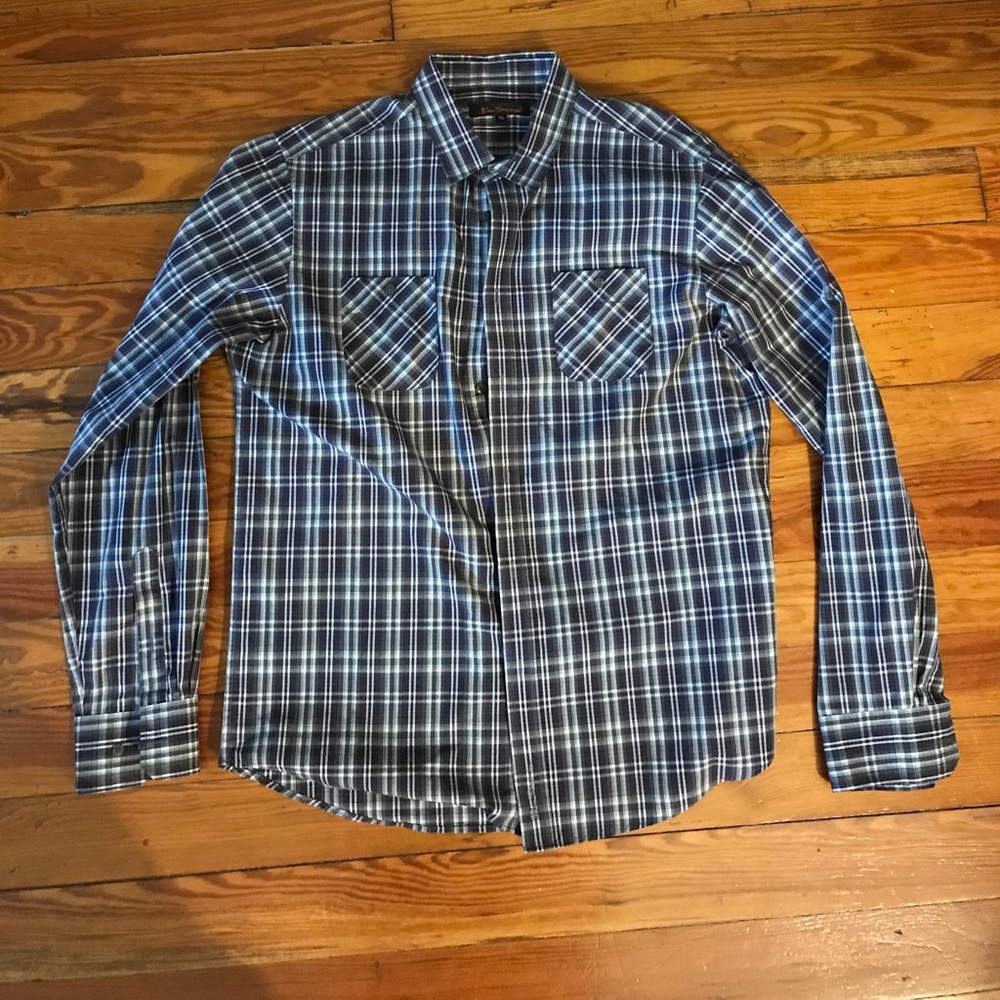 Ben Sherman Button Up Plaid Dress Shirt XL MENS