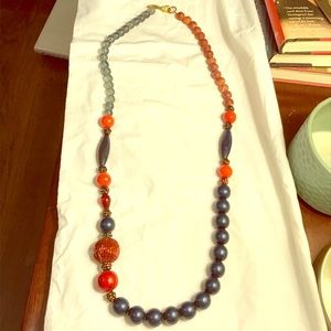 Lenora dame Red and blue beaded necklace