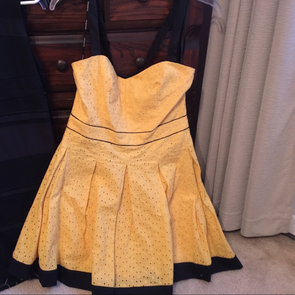 BeBe Yellow and Black Crochet Dress