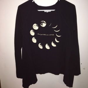 Black long sleeved shirt with moons