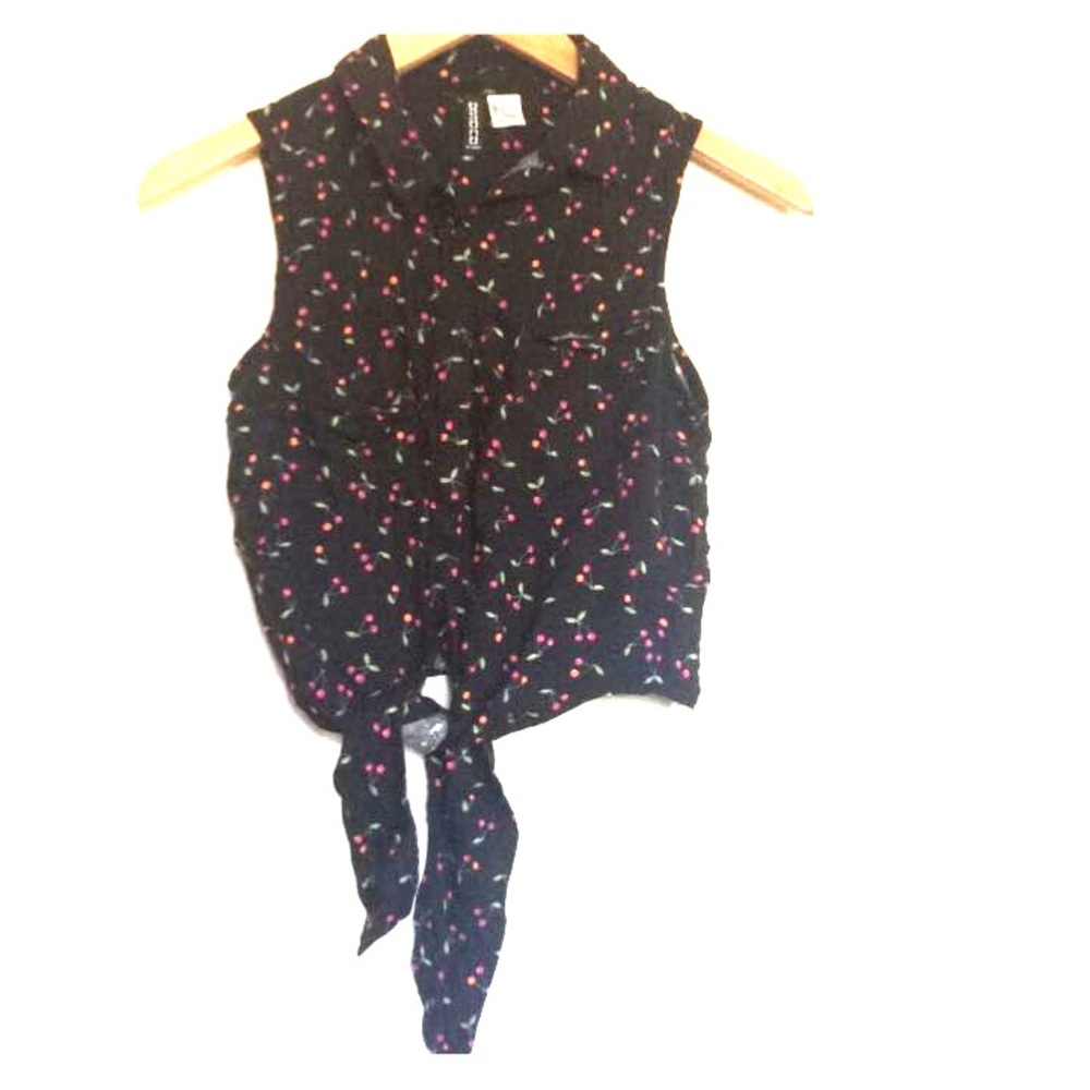 Cherry print tie top