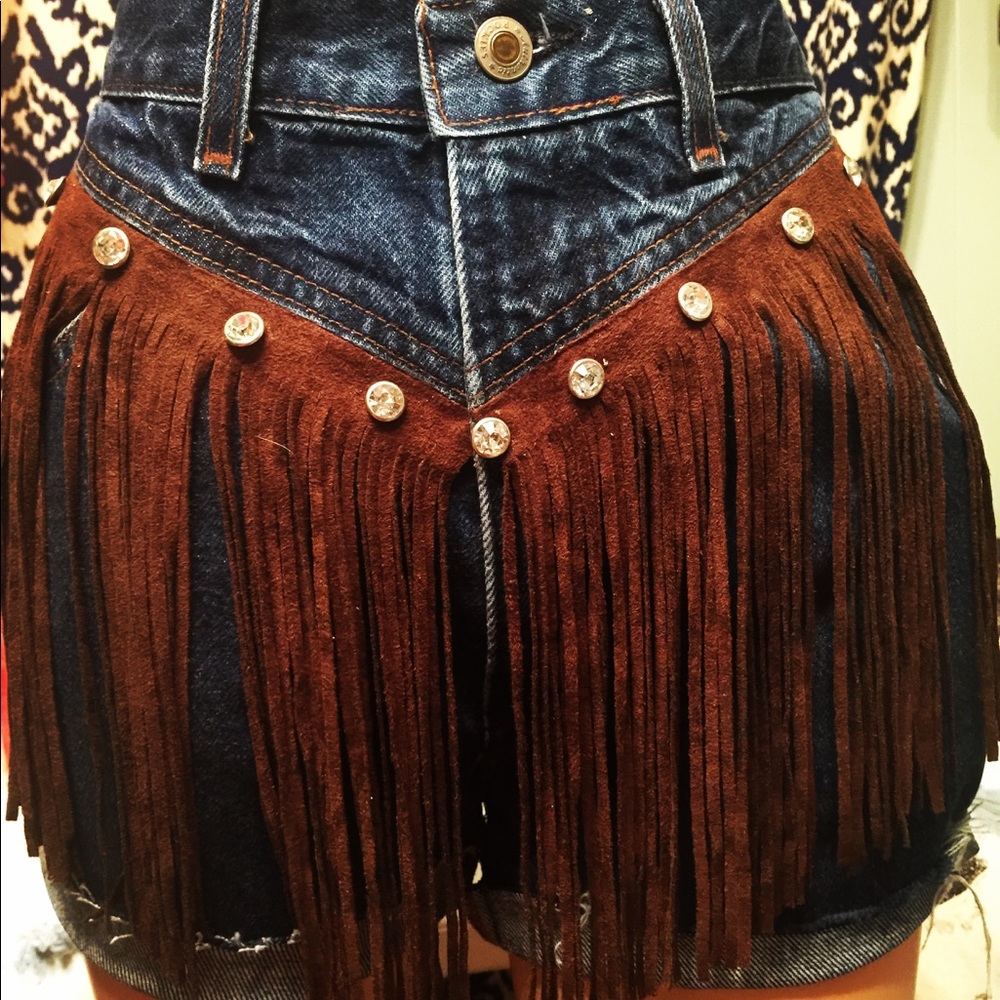 Rocky Mountain rhinestone fringe cut off