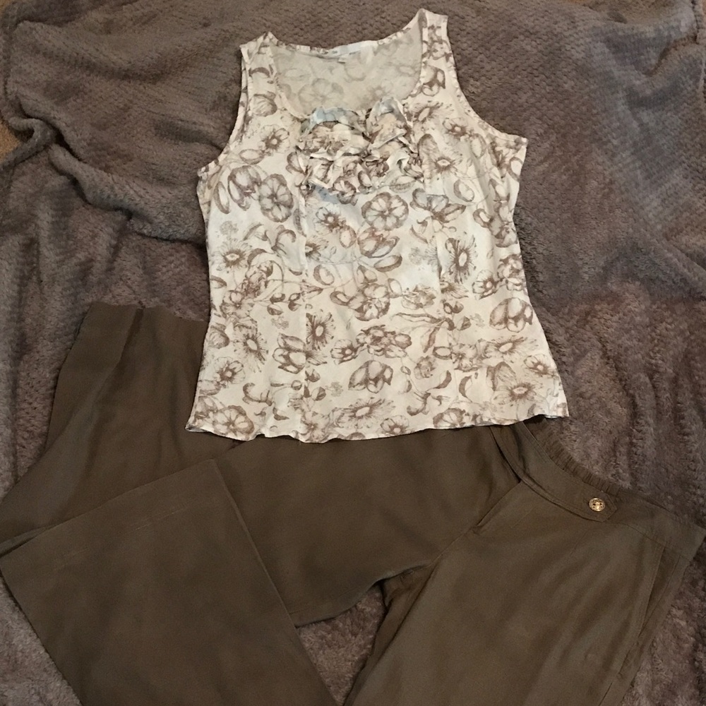 Gap white and brown linen top