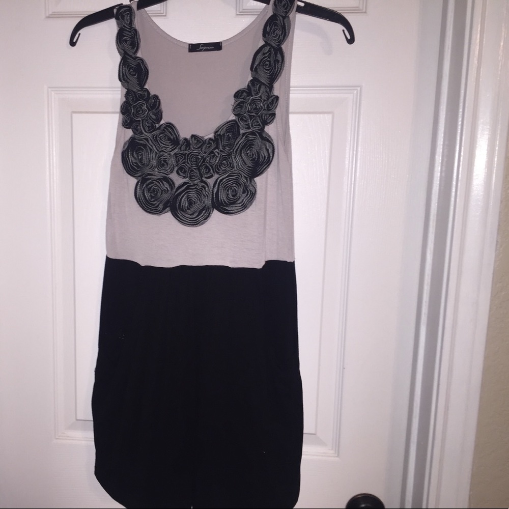 Soprano grey and black floral tank top.