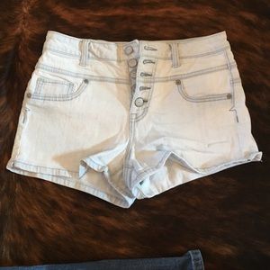High-Rise Light Wash Denim Shorts