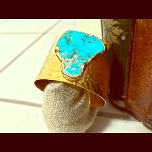 Gold cuff brclt gold plated and Turquoise OBO.