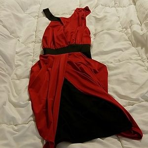 Red/black drape dress
