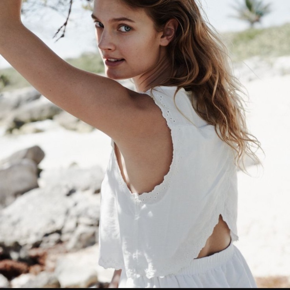 Madewell White Linen Open Back Dress