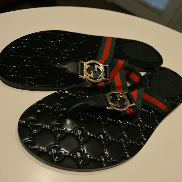 Gucci web strap thong sandal (black) - Picture 2 of 6