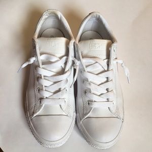 All white leather converse
