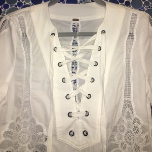 Free People lace up shirt