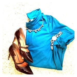 Turquoise/Teal Cotton High Neck Tunic 18 JC Penny