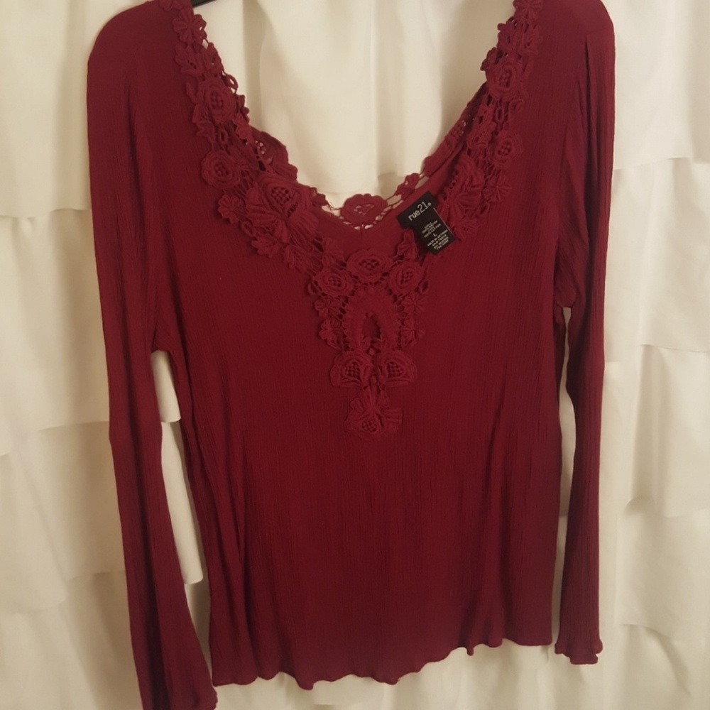 crochet detail bell sleeve top