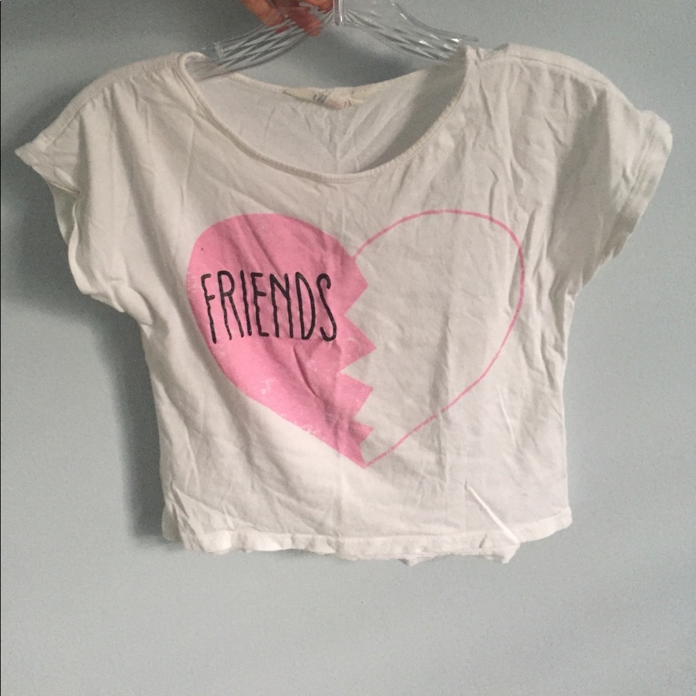Girls H&M friends pink and white t-shirt