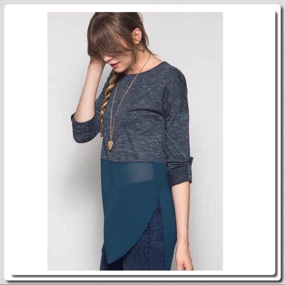 Roll Up Sleeve High Low Tunic - Picture 3 of 5