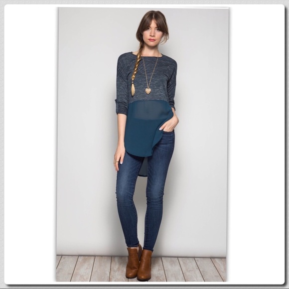 Roll Up Sleeve High Low Tunic - Picture 4 of 5