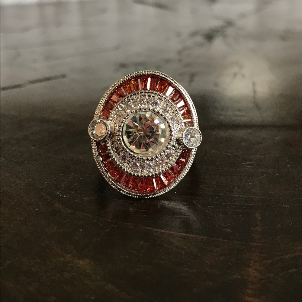 Silver Ruby and Topaz Ring - Picture 7 of 7
