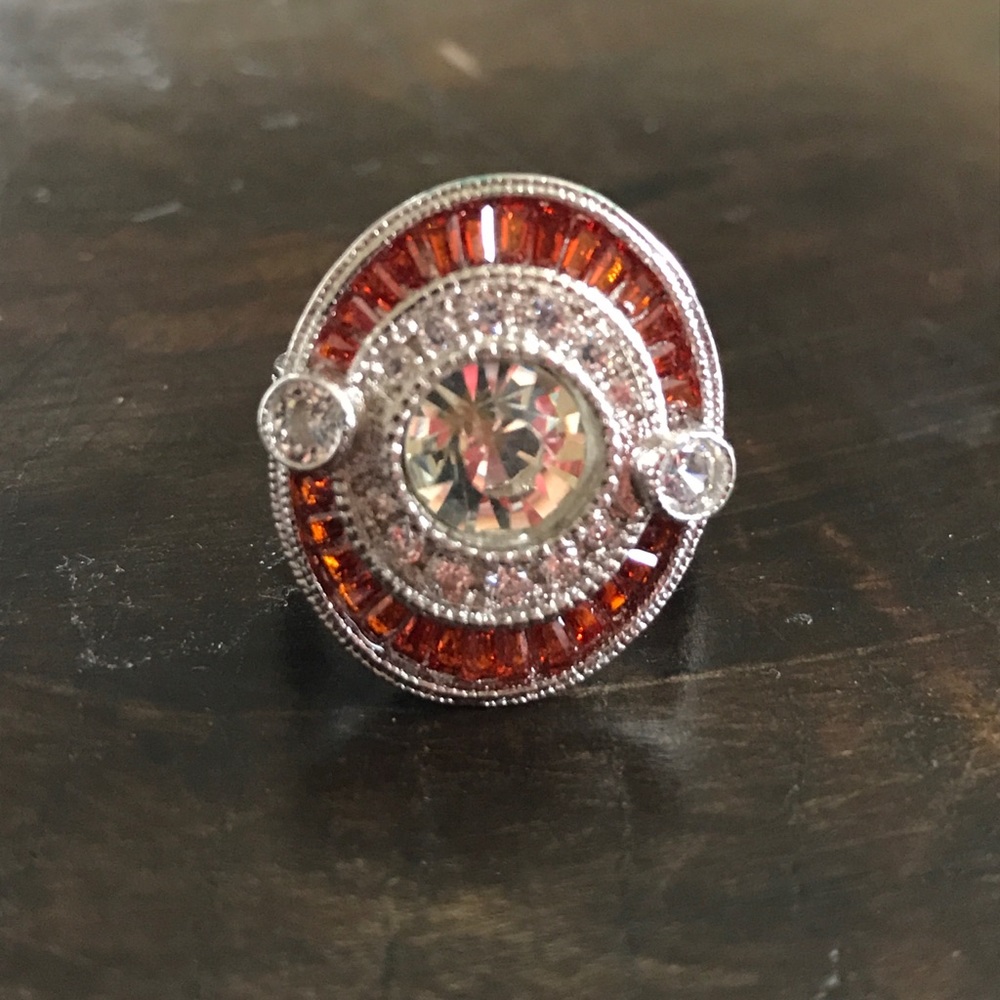 Silver Ruby and Topaz Ring - Picture 6 of 7