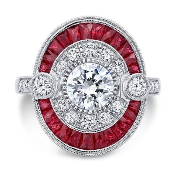 Silver Ruby and Topaz Ring - Picture 3 of 7