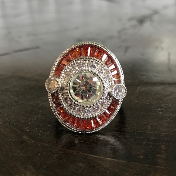 Silver Ruby and Topaz Ring - Picture 4 of 7