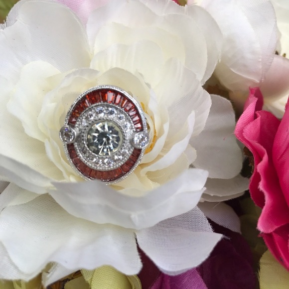 Silver Ruby and Topaz Ring - Picture 2 of 7