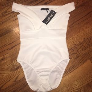 White off the shoulder bodysuit