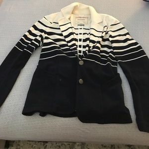 Anthropologie Navy and White Blazer. 100% cotton.