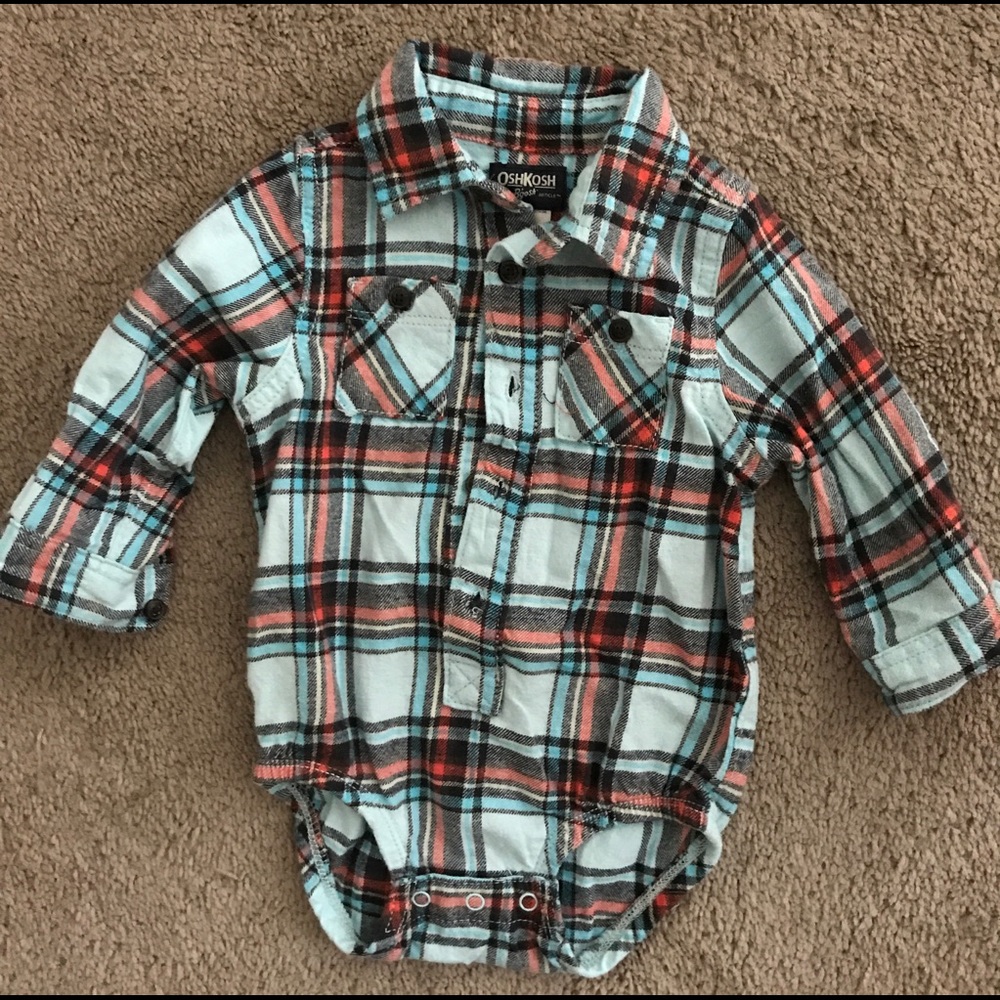 Baby boy 18 month OshKosh Plaid Onesie
