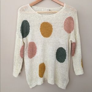 Blue Bird ivory sweater with polka dots one size