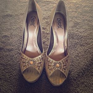 Carlos Santana Gold Sequin Heels