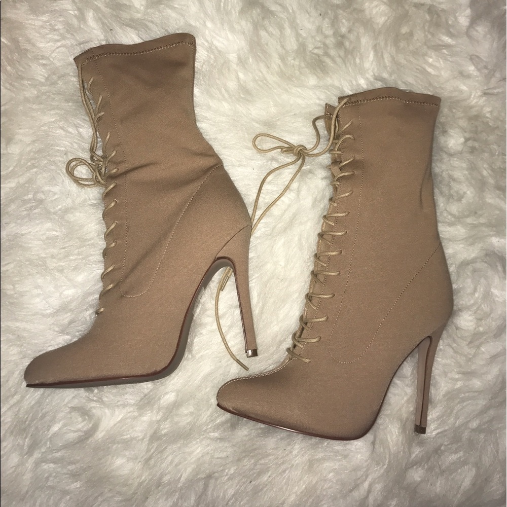 Kim Kardashian tan inspired lace up boots