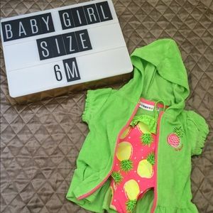 One piece swim suit and towel robe cover