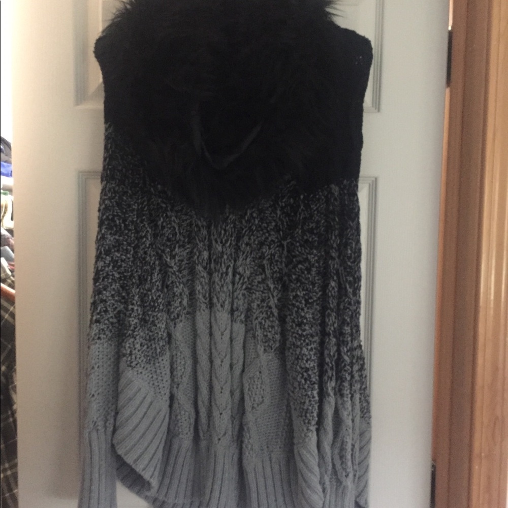 Michael Kors Poncho with Faux Fur Scarf