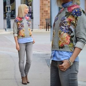 J.Crew grey floral sweatshirt