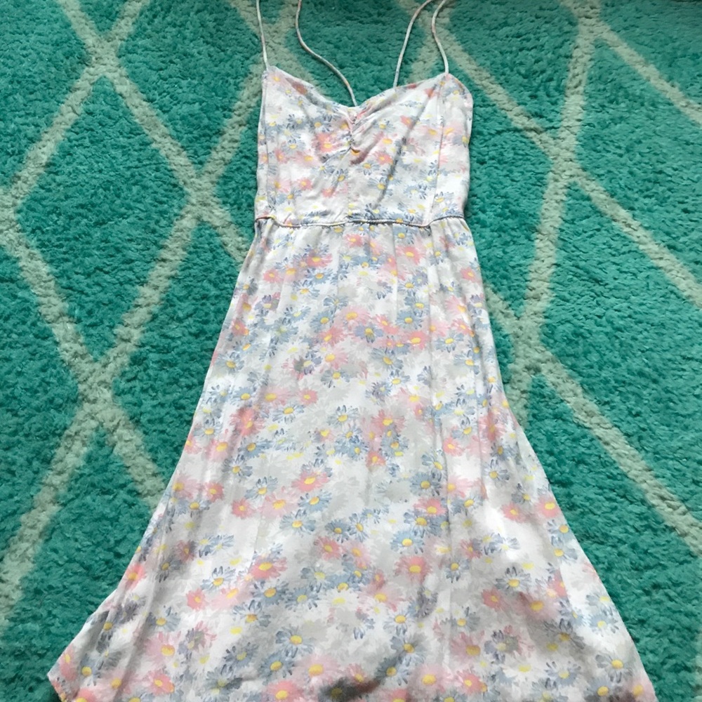 Floral self back tie dress