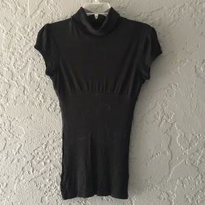 Black Short Sleeve Turtle Neck