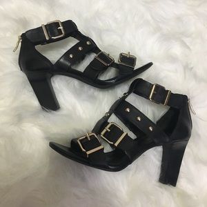 BCBGeneration Gold Buckle Heels