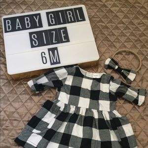 Black and white checkered dress with matching bow