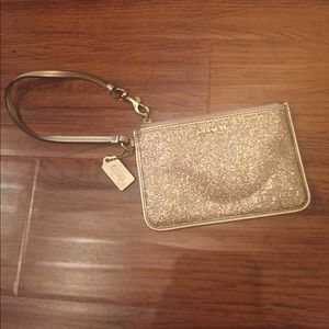 Gold Sparkly Coach Wristlet